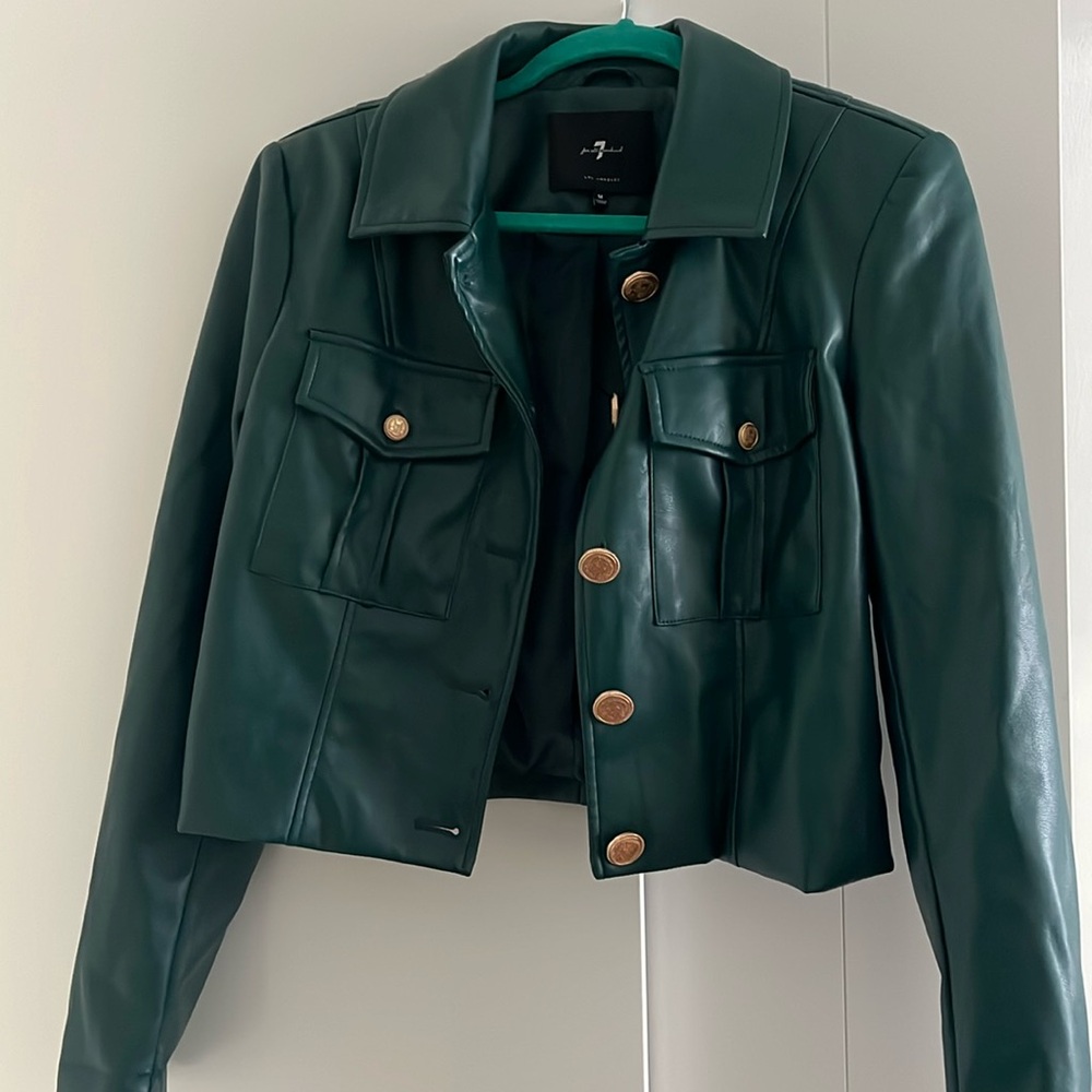 7 for all mankind cropped faux leather jacket